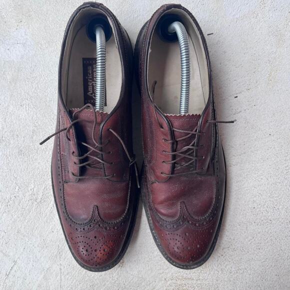 American USA Made Wingtip Brown Oxfords 10.5D Leather Dress Shoes Brown Bullhide main image 5